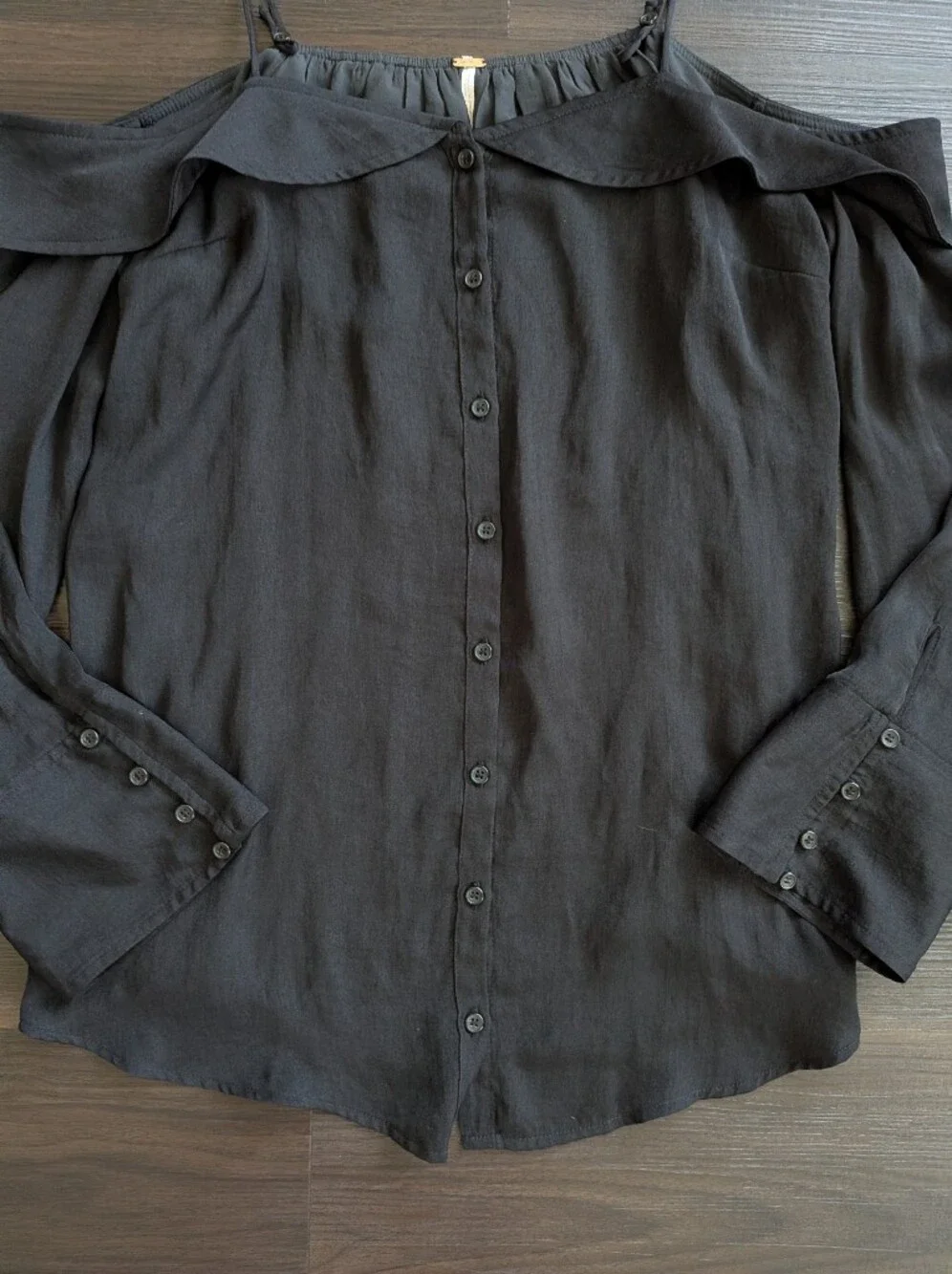Free People Black Off The Shoulder Top Blouse Top Boho Goth Fall Going Out Small